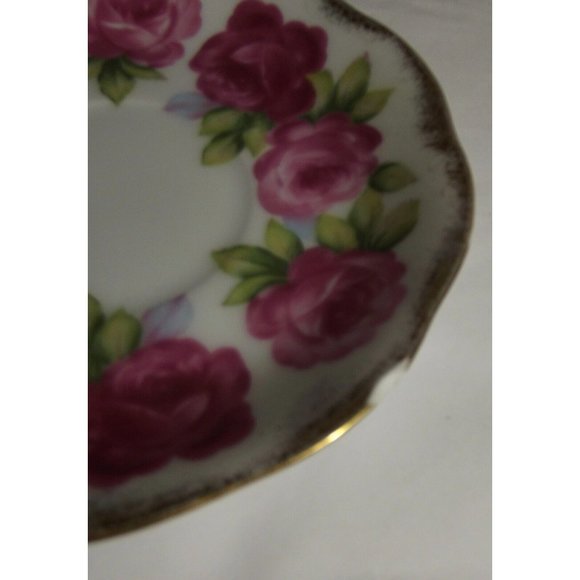 VTG Del Mar Japan Saucer Pink Roses Hand Painted 24K Gold CHIPPED - Picture 2 of 5